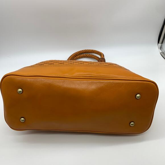 Patricia Nash Discovery Washed Woven Augusta Satchel Sun Orange Color - Picture 7 of 15